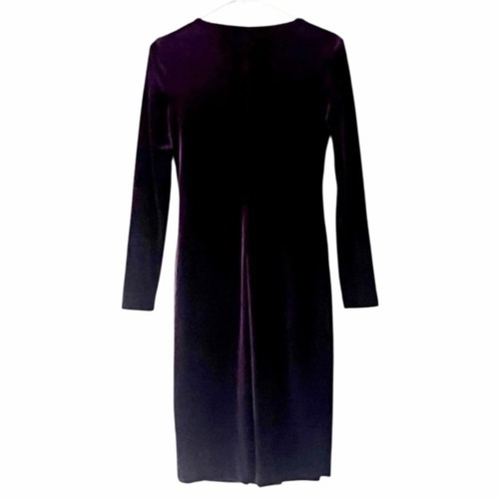 NEW Ralph Lauren Women's 14 Stretch Velvet Surplice Dress in Royal Claret Velvet - Picture 7 of 8